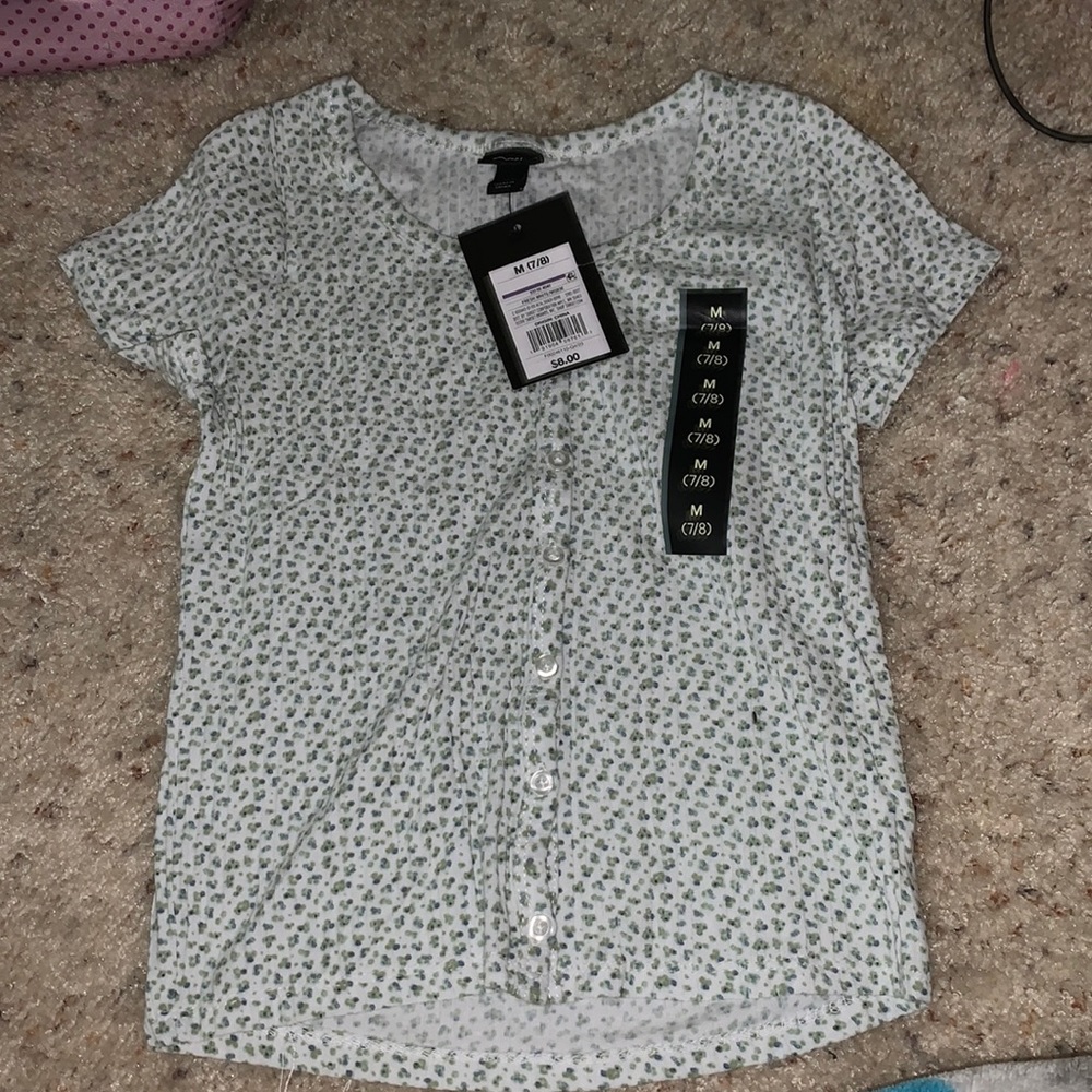 Green floral short sleeve